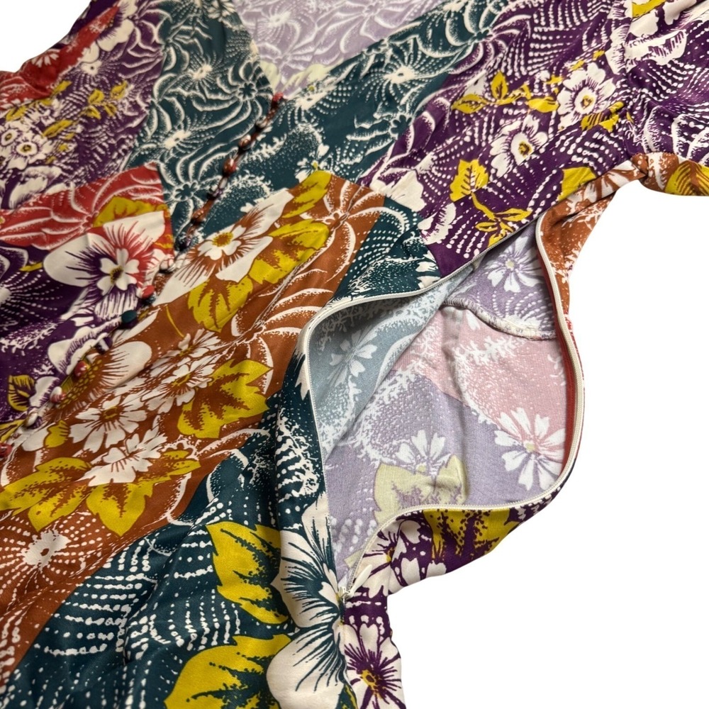 Anthropologie Dress 24 Plus Flutter Maxi Patchwork Spring Wedding Guest Colorful - Picture 7 of 10
